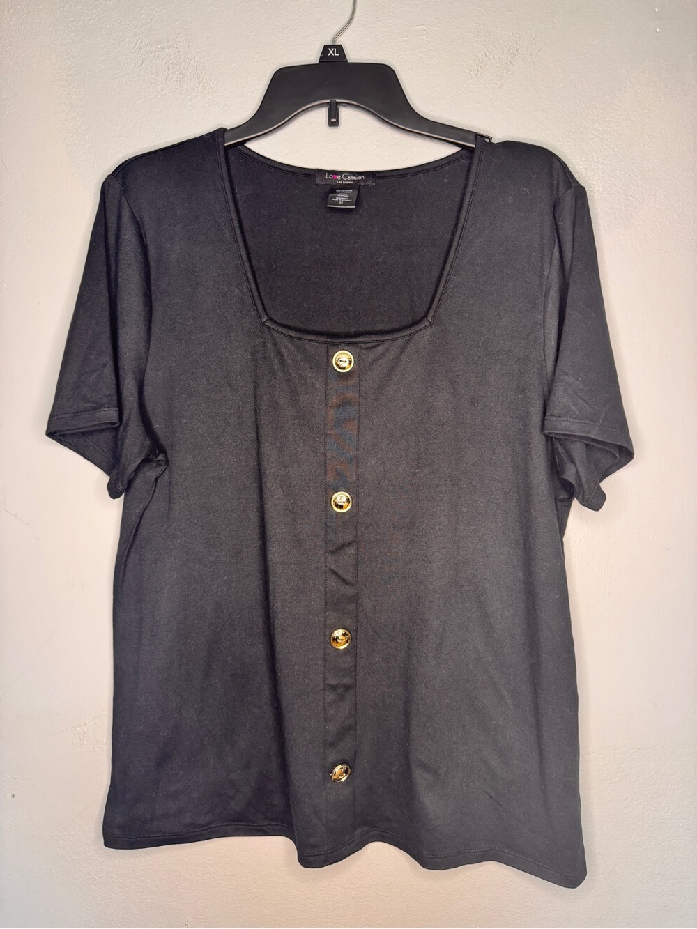 Love Cameron Los Angeles Black Short-Sleeve Slip On Top Size 1X